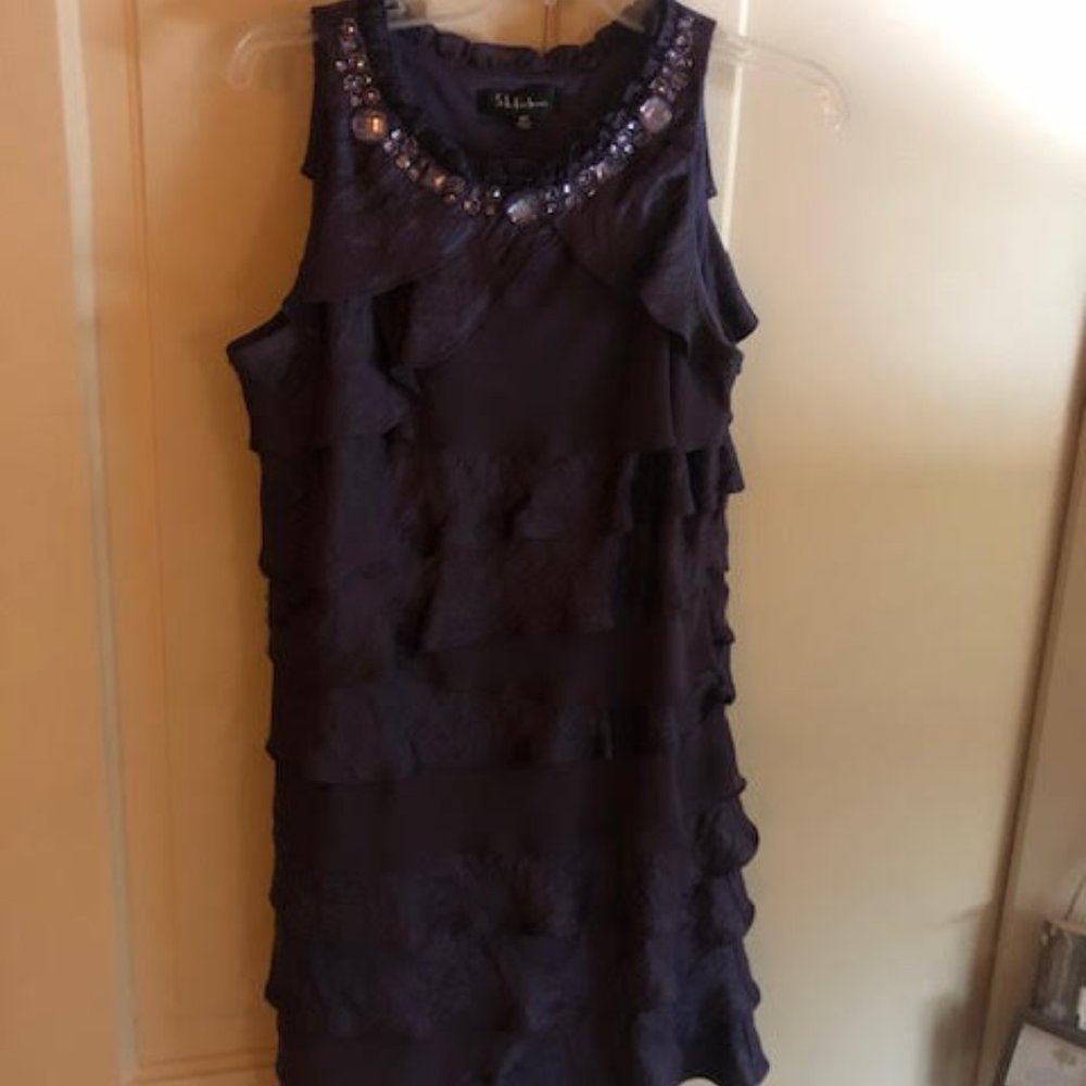 Purple ruffled cocktail dress